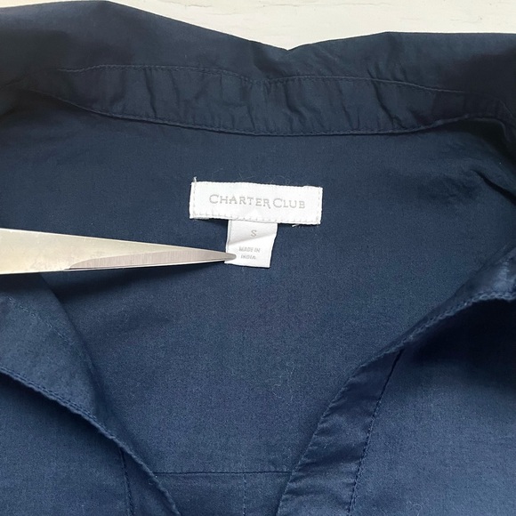 Charter Club Pull-on V-neck Blouse in Navy - Picture 6 of 8